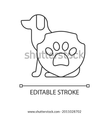 Animal protection linear icon. Pet welfare label. Cruelty free mark for vegan brand. Thin line customizable illustration. Contour symbol. Vector isolated outline drawing. Editable stroke
