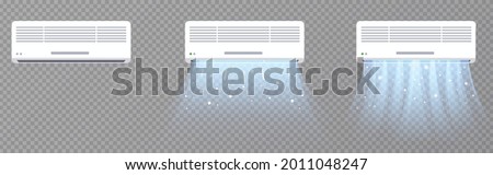 Air conditioner with cold air effect. Electronic device for monitoring the room temperature.  Royalty-Free Stock Photo #2011048247