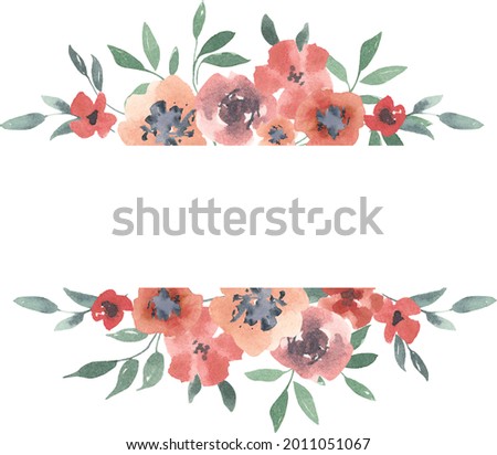 Watercolor digital frames, Pastel peach pink flower border, Hand drawn blush blue floral clipart, Printable art, Sublimation design clip art