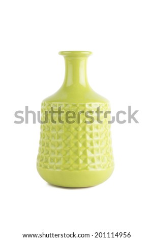 green vase isolated on white background Royalty-Free Stock Photo #201114956