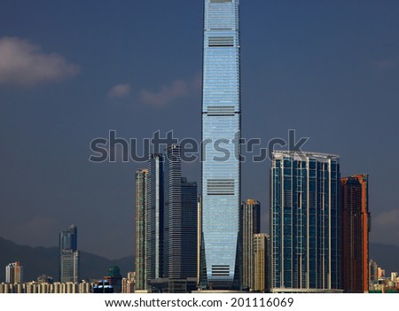 View of the Kowloon, Hong Kong. Day.