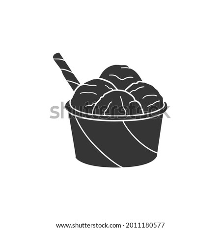 Ice Cream Tub Icon Silhouette Illustration. Frozen Dessert Vector Graphic Pictogram Symbol Clip Art. Doodle Sketch Black Sign.