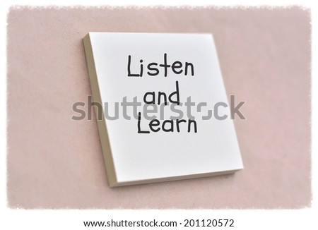 Text listen and learn on the short note texture background