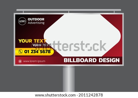 Billboard design, template creative banner for outdoor advertising of goods and services, red theme. vector illustration