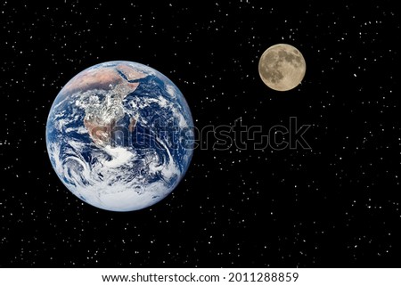 Earth and moon. Science theme. Outer space. The elements of this image furnished by NASA.


