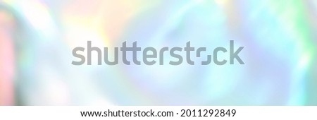 holograph foil background. Pastel color paper. Retro trend design. Vintage fantasy cover. Chrome holo art. Modern effect. Rainbow metallic material. Fabric glitch. Horizontal banner Royalty-Free Stock Photo #2011292849