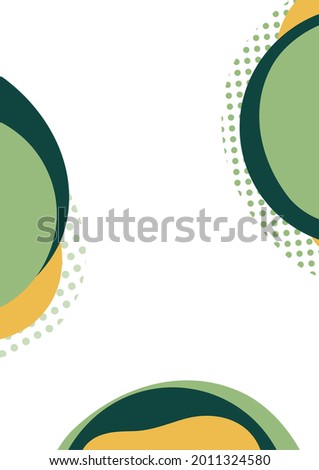 Abstract dynamic composition of overlapping rounded shapes and dots. Modern style geometric background, minimalistic design element. Vector illustration