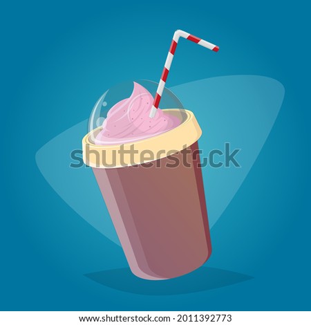 retro cartoon illustration of a milkshake