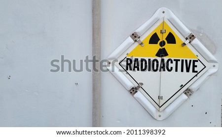 United States Department of Transportation radioactive warning label placard on the trailer door 