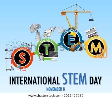International STEM day on November 8th banner with STEM logo illustration