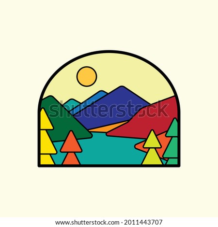 Simple vector illustration of North Cascades National Park in mono line style for badges, emblems, patches, t-shirts, etc.