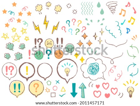 Illustration set of speech bubbles and symbols [color].