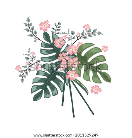 Vector flower bouquet design: Rose motif sketch for design.Wedding vector invite card Watercolor designer element.watercolor flowers. floral illustration, Leaf and buds. Botanic composition.