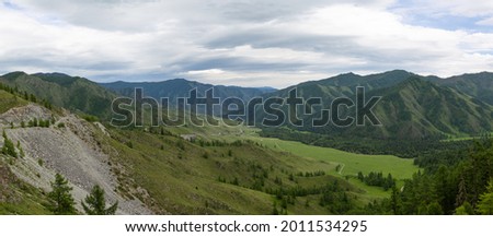 Panorama from the Chike-Taman pass in the Altai Mountains