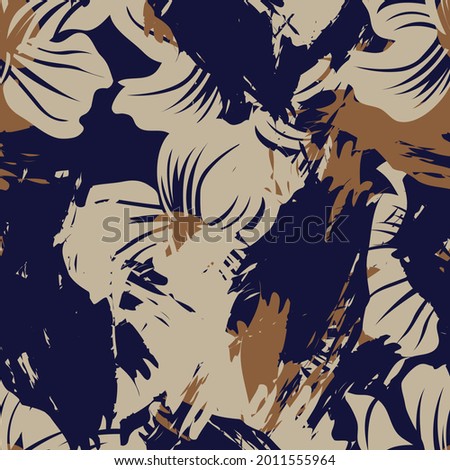 Brown Floral brush strokes seamless pattern background for fashion prints, graphics, backgrounds and crafts