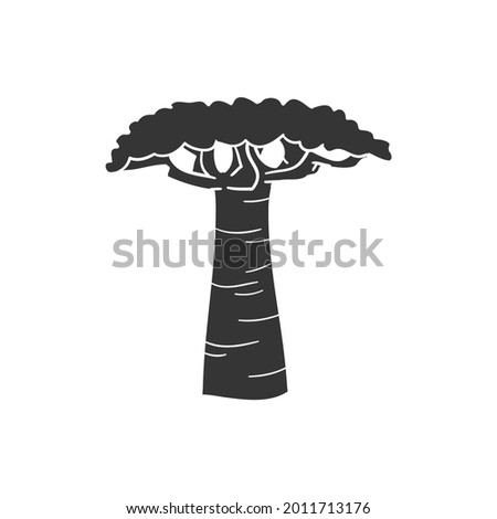 Baobab Icon Silhouette Illustration. African Tree Vector Graphic Pictogram Symbol Clip Art. Doodle Sketch Black Sign.