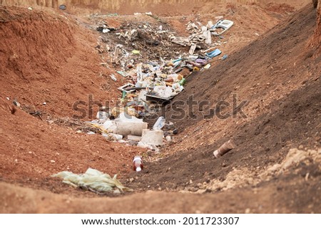 Garbage At Dumping Ground. plastic pollution
