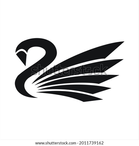 swan animal logo, black swan silhouette image, animal