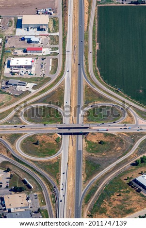 Traffic highway and major intersection with another road