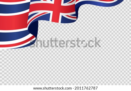 Waving flag of  UK isolated  on png or transparent  background,Symbols of  United Kingdom,Great Britain,template for banner,card,advertising ,promote, TV commercial, ads, web, vector illustration   Royalty-Free Stock Photo #2011762787