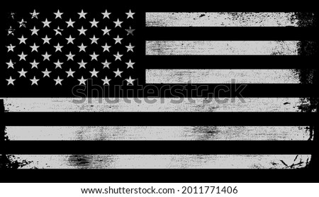 Vintage American flag.Grunge black and white USA flag.EPS 10