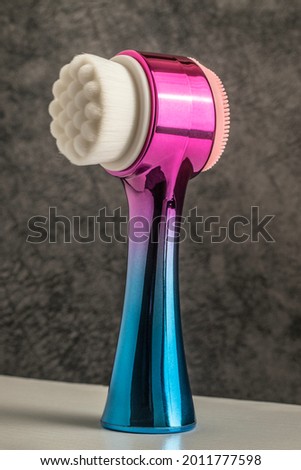 close-up soft-bristled cosmetic facial cleansing brush