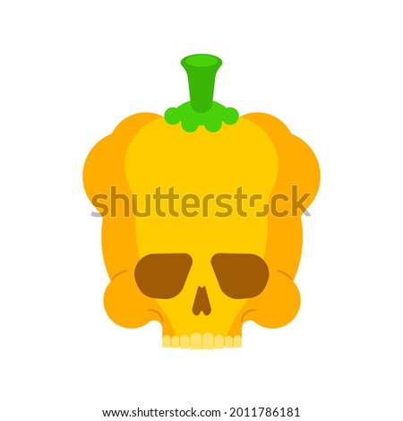 Skull Bell pepper isolated. Deadly scary vegetable vector illustration