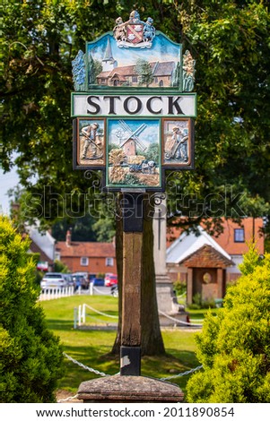 A traditional sign in the beautiful village of Stock in Essex, UK.