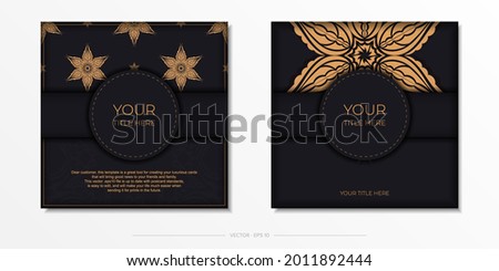 Luxury black invitation card template with vintage abstract ornament. Elegant and classic vector elements ready for print and typography. Vector illustration.