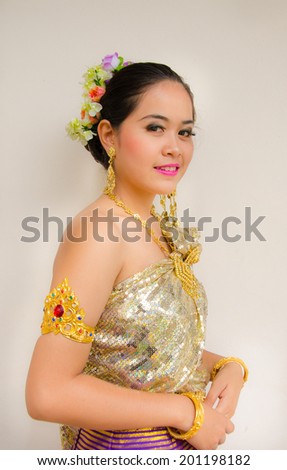 Asian woman in Thai style cloth