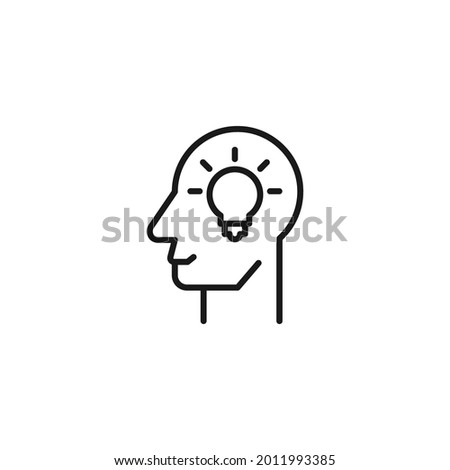 Profession and occupation concept. Graphic designer. Line icon of light bulb in head of faceless man 
