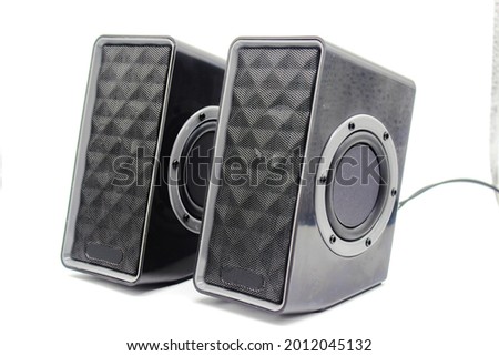 A picture of electric speakers with selective focus