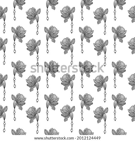 seamless lotus flower pattern with pattern and beads