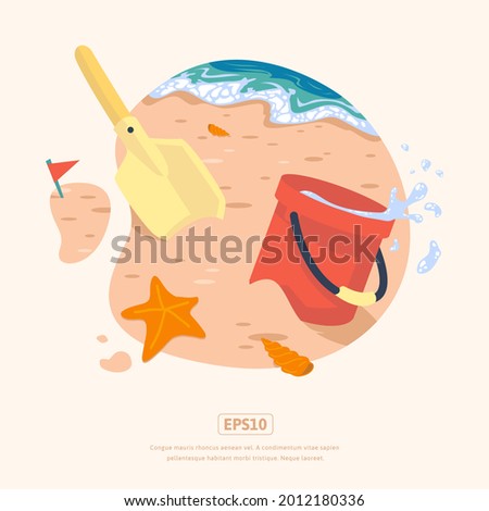 summer illustration, with bucket and shovel