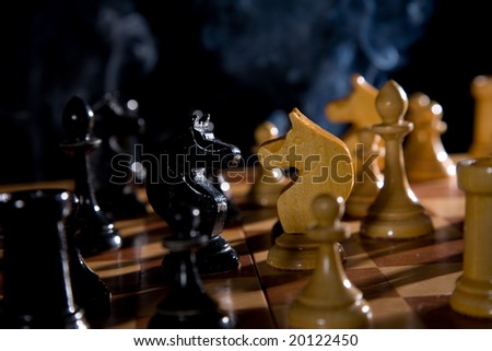 Variants chess composition on black background