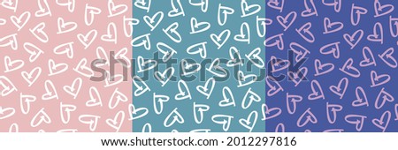 Set of vector pattern seamless pattern. Hearts. Fashionable color combinations. Pastel color background for business. Template for wrapping or cards. Textile. Fabric design. Ornament. Stylish design. 