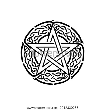 Pentagram sign - five-pointed star. Magical symbol of faith. Simple flat black illustration. Royalty-Free Stock Photo #2012330258