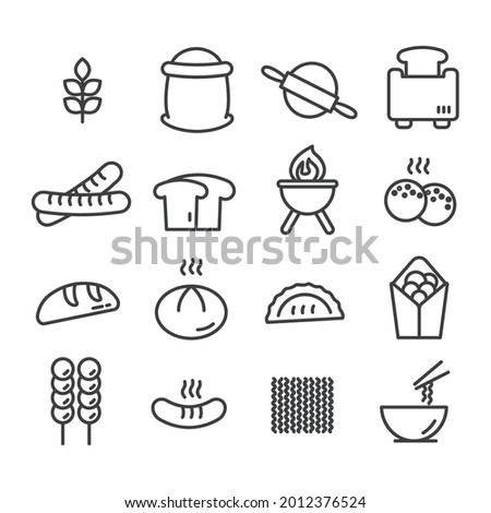 Set of minimal bakery icons. Cute food concept isolated modern outline on white background