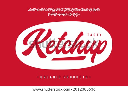 Tasty Ketchup. Brush Script Font. Vector Royalty-Free Stock Photo #2012385536