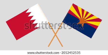 Crossed flags of Bahrain and the State of Arizona. Official colors. Correct proportion