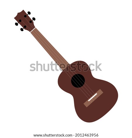 small brown ukulele isolated on white, vector illustration, music lessons
