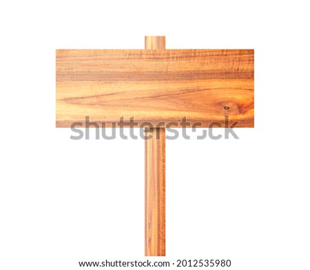 Wooden sign isolated on a white background.