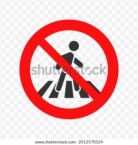 Vector illustration of forbidden to cross icon in dark color and transparent background(png)