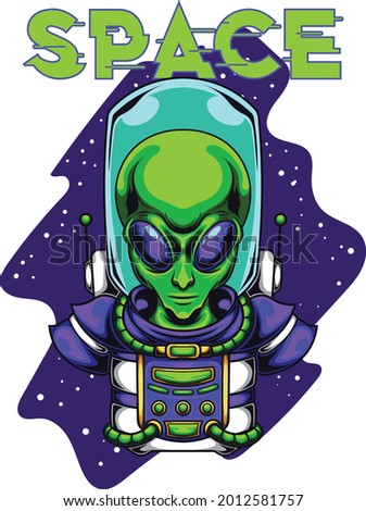 Illustration of alien with space background available for your custom project