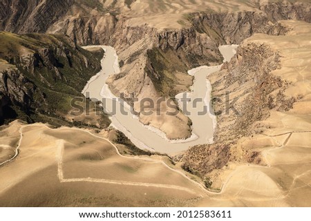Grassland and river in a sunny day. Shot in Xinjiang, China.