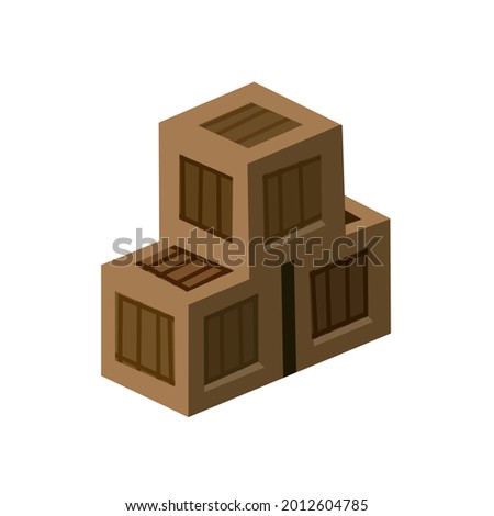 vector design, clip art of three boxes made of wood