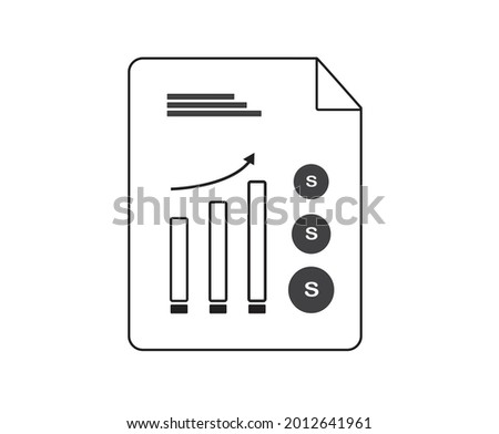 a document with a profit increase graphic report on a black and white background. vector, corporate profit flat design.