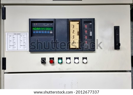 Protection relay panel of Medium voltage switchgear: Overcurrent relay protection. 