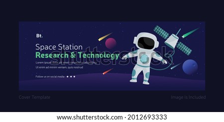 Space station research and technology facebook cover page template