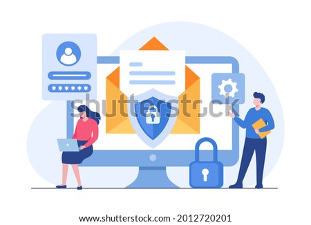 Personal data security, cyber data security online concept illustration, internet security or information privacy. flat vector illustration banner and protection Royalty-Free Stock Photo #2012720201